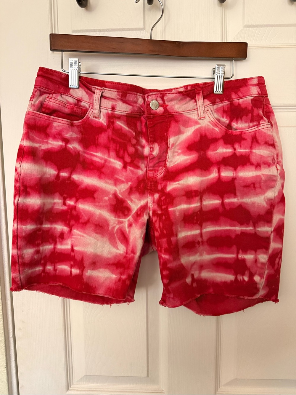 Westport Red and White Tie-Dye Denim Shorts